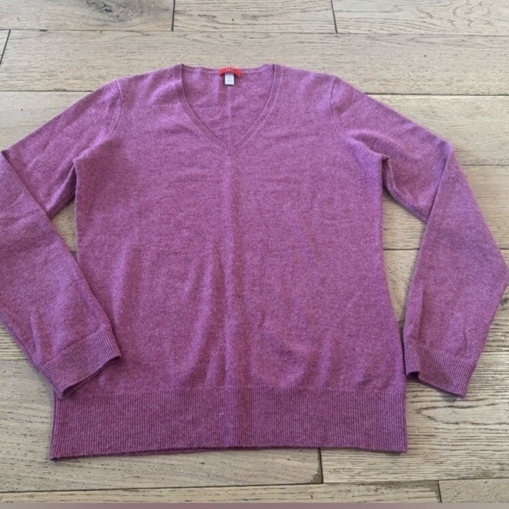 Jennie Liu Womens 100% Cashmere V-Neck Pullover Sweater‎ Pink Size Large (1203)